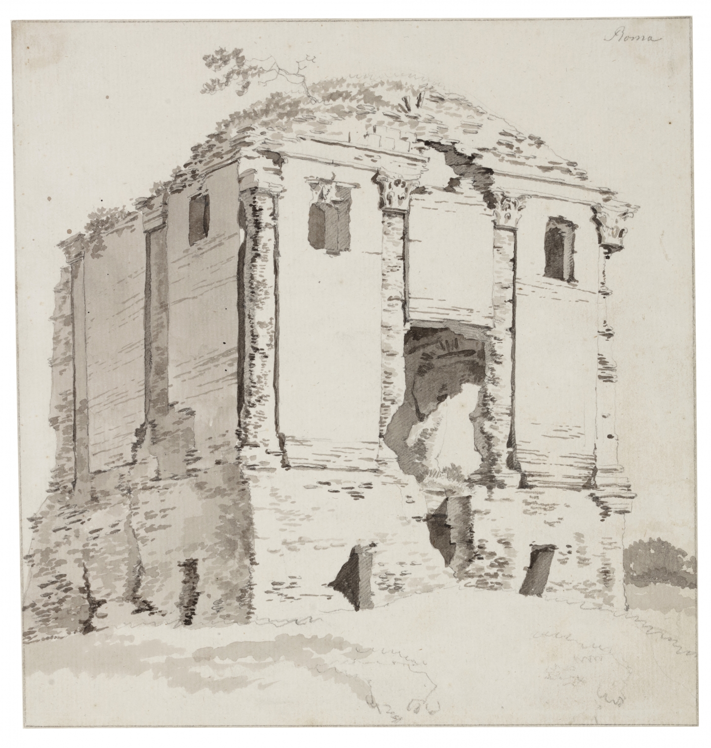 Hendrik Voogd (Amsterdam 1768-1839 Rome) The Devil's Chair (Tomb of Aelius Callistus) Rome