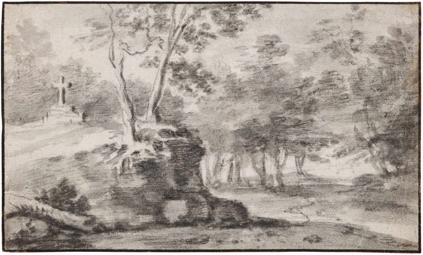 Lodewijk de Vadder (Grimbergen 1605-1655 Brussels) Forest view with a grave on a hill