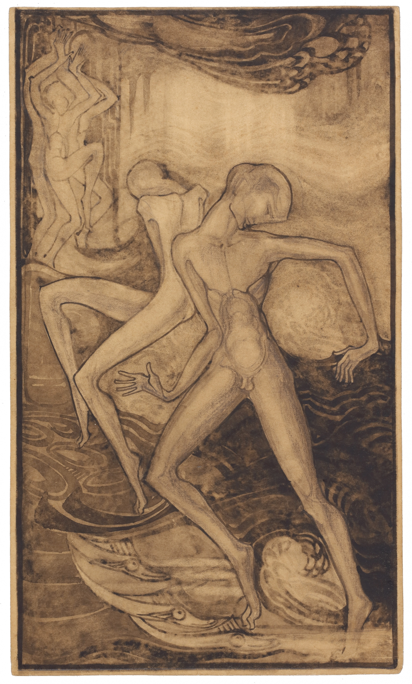 Willem Arondéus (Naarden 1894-1943 Haarlem) Dancing Male Nudes in a Landscape