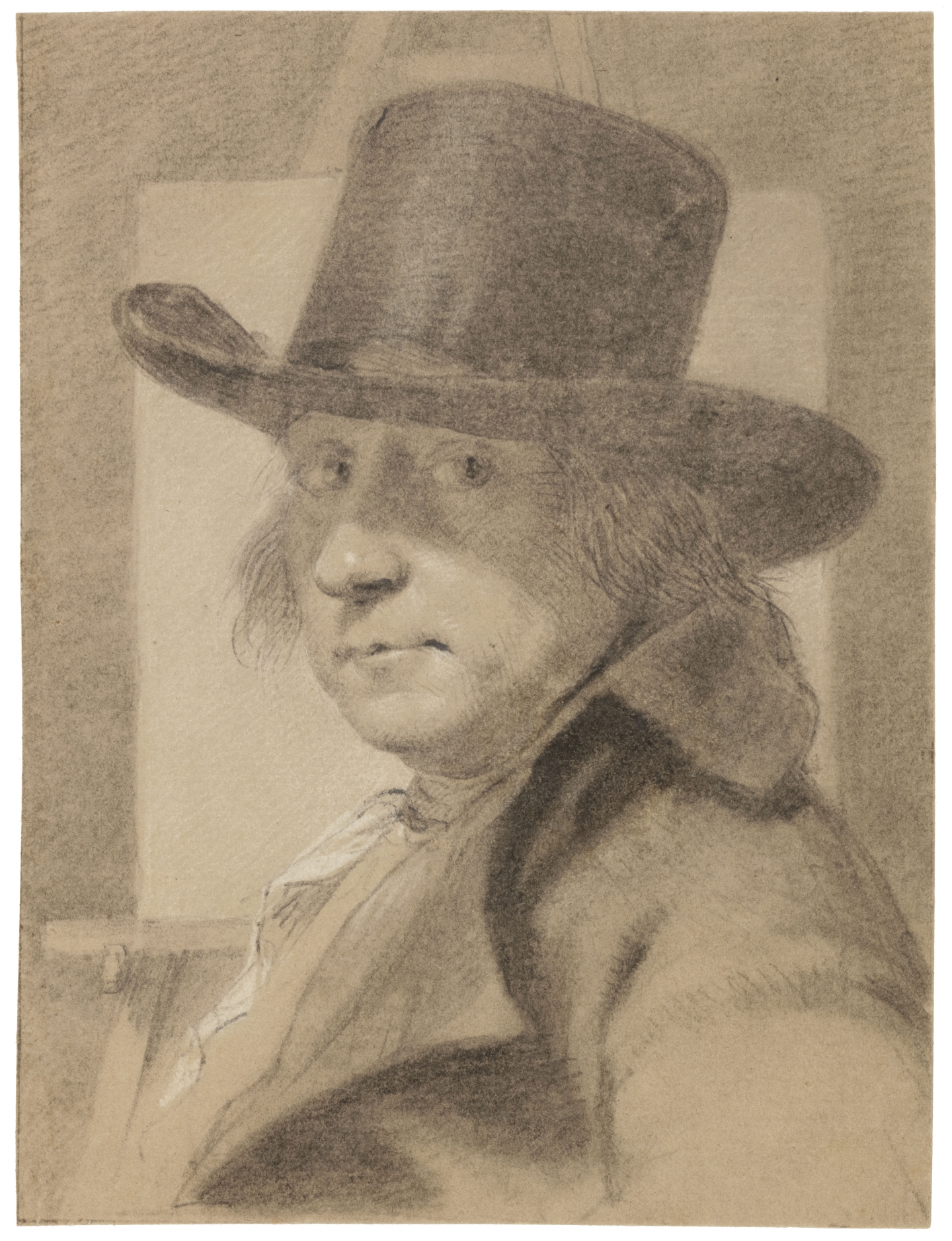 Wybrand Hendriks (Amsterdam 1744-1831 Haarlem) Self-portrait with high hat and easel