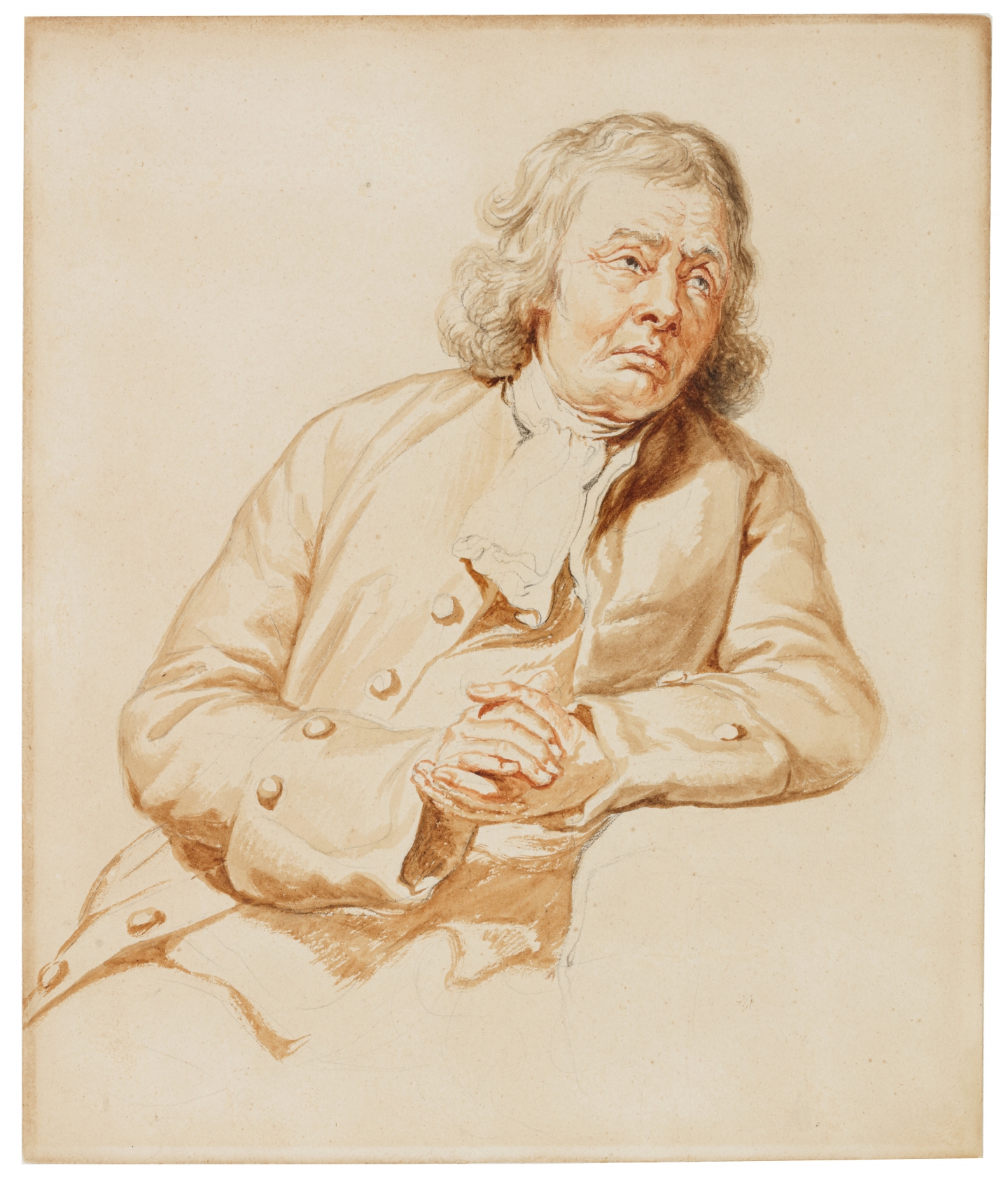 Abraham van Strij (Dordrecht 1753-1826 Dordrecht) Half-length portrait of a gentleman, his hands clasped