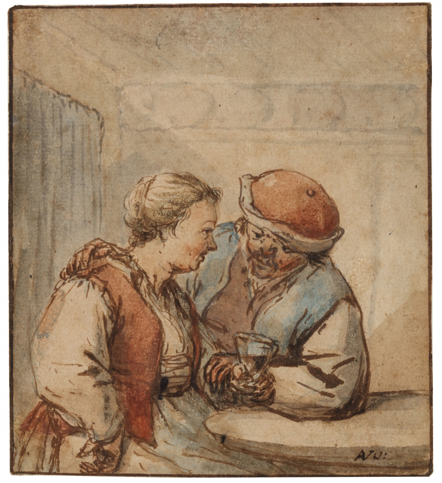 Adriaen Jansz. van Ostade (Haarlem 1610 – 1685 Haarlem) A drinking couple