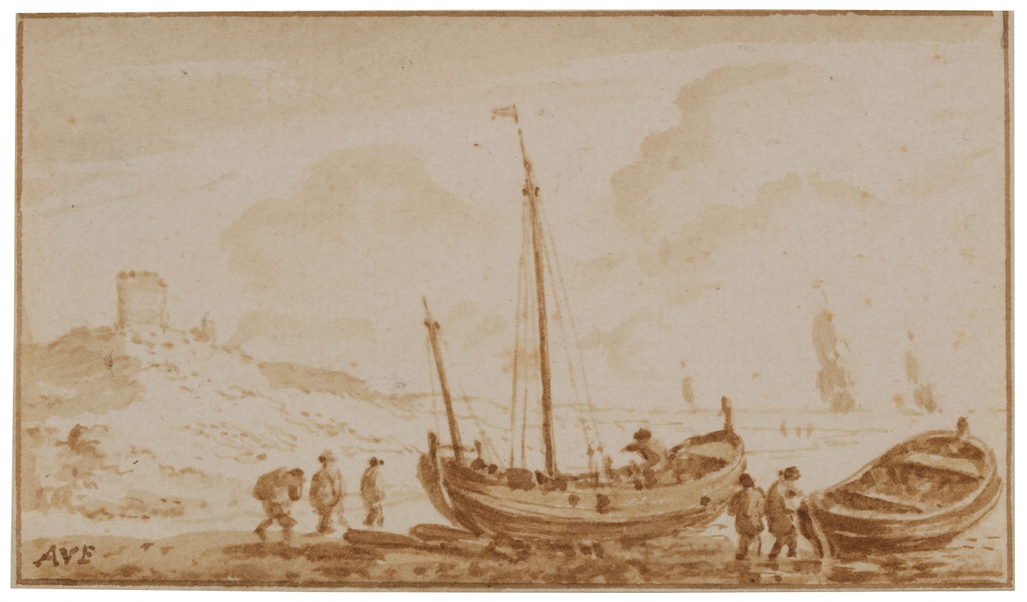 Allart van Everdingen (Alkmaar 1621-1675 Amsterdam) Beach scene