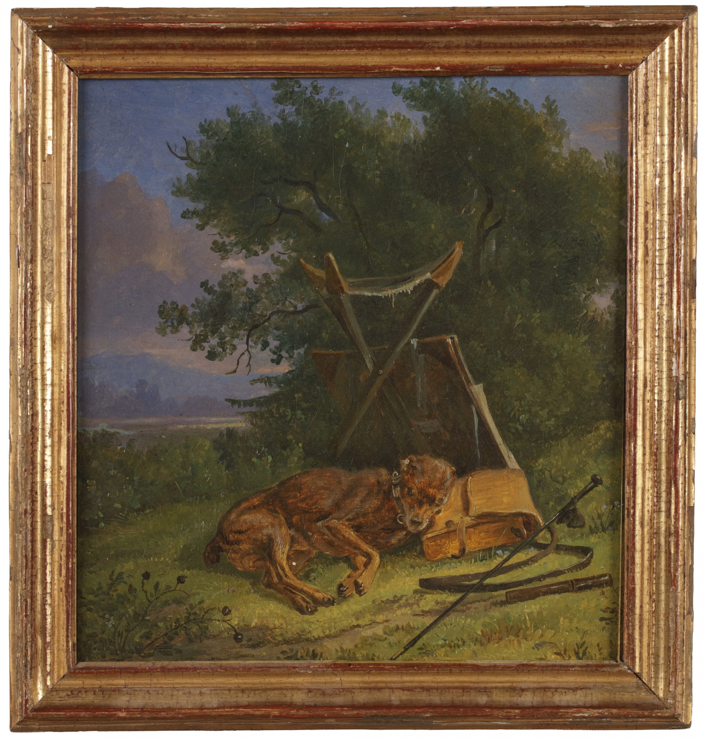 Arnoldus Johannes Eymer (Amsterdam 1803-1863 Haarlem) The artist's dog and painting utensils