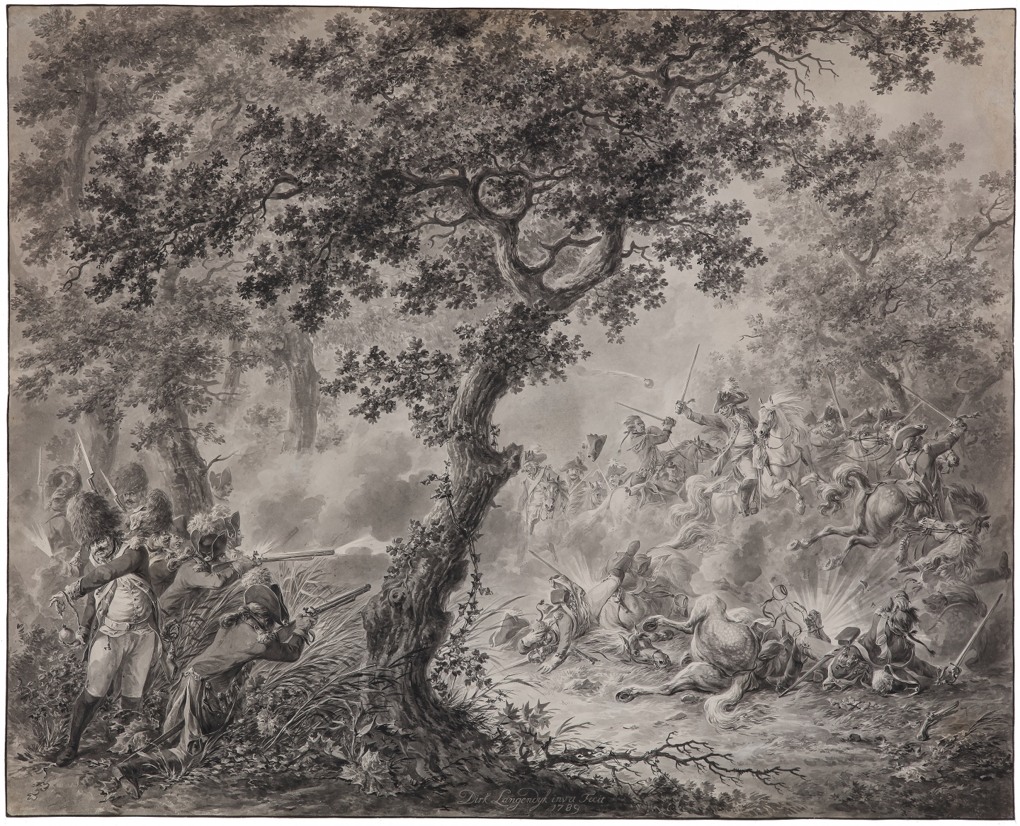 Dirk Langendijk (Rotterdam 1748-1805 Rotterdam) The battle at Vreeswijk & Jutphaas (9 may 1787)