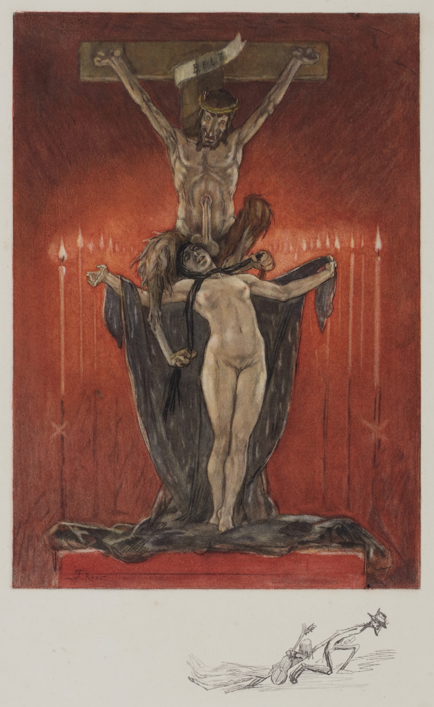 Félicien Rops (Namur 1833-1898 Essonnes) Le Calvaire (proof impression with remarque)