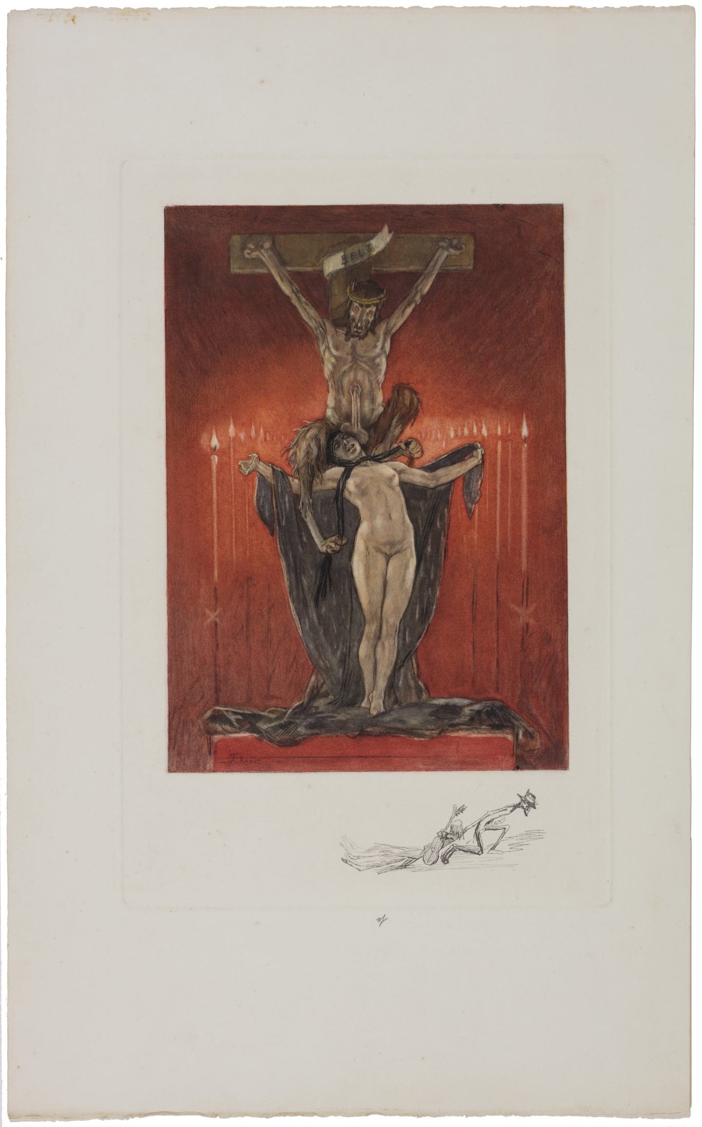 Félicien Rops (Namur 1833-1898 Essonnes) Le Calvaire (proof impression with remarque)