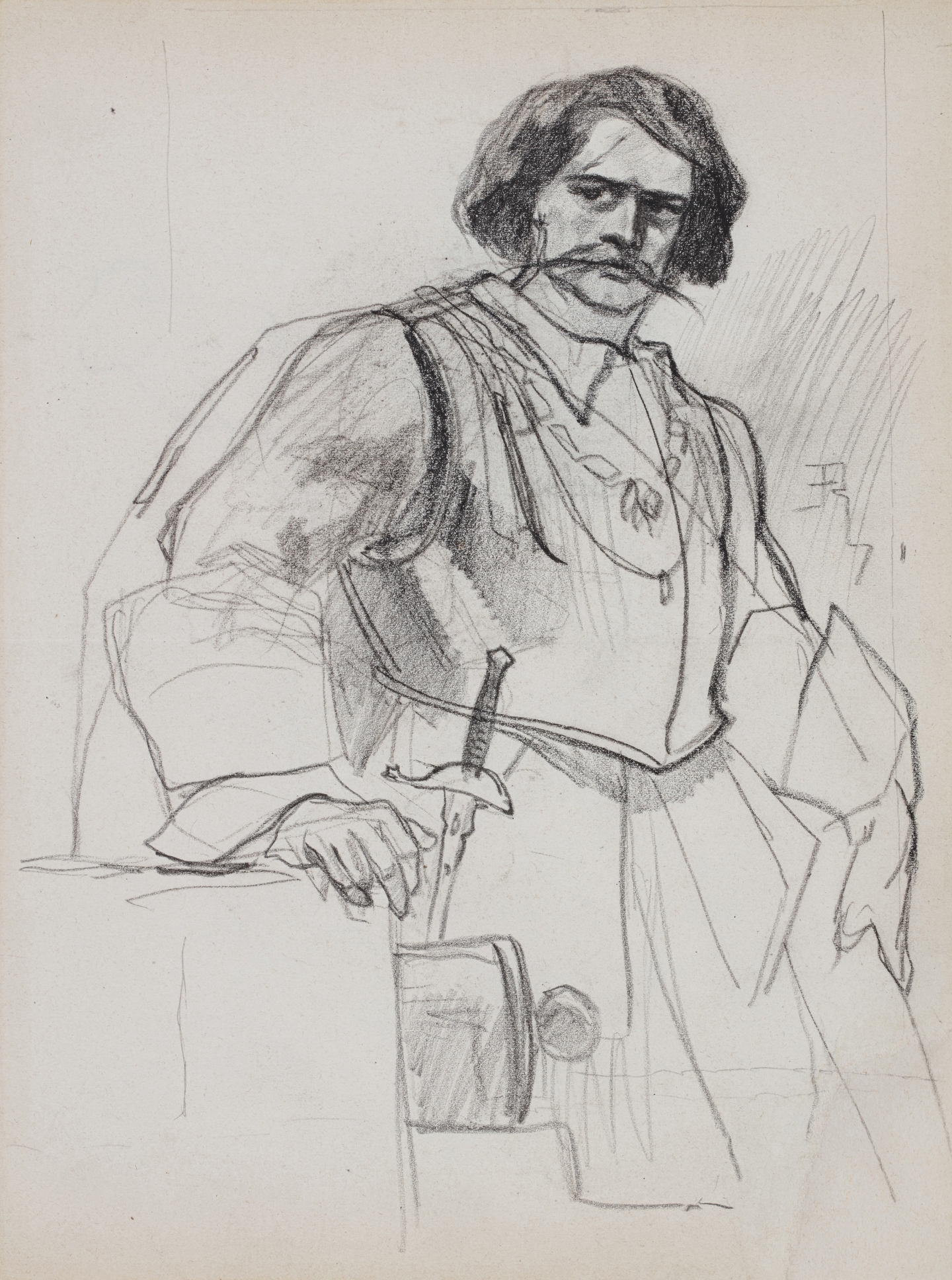 Félicien Rops (Namur 1833-1898 Essonnes) Self-portrait dressed as chevalier