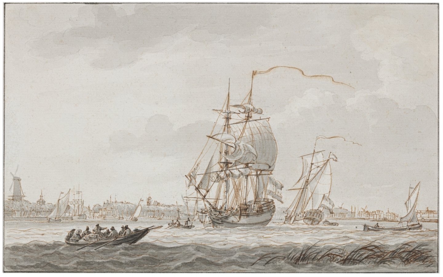 Gerrit Groenewegen (Rotterdam 1754-1826 Rotterdam) View on the city of Rotterdam, seen from the river de Maas