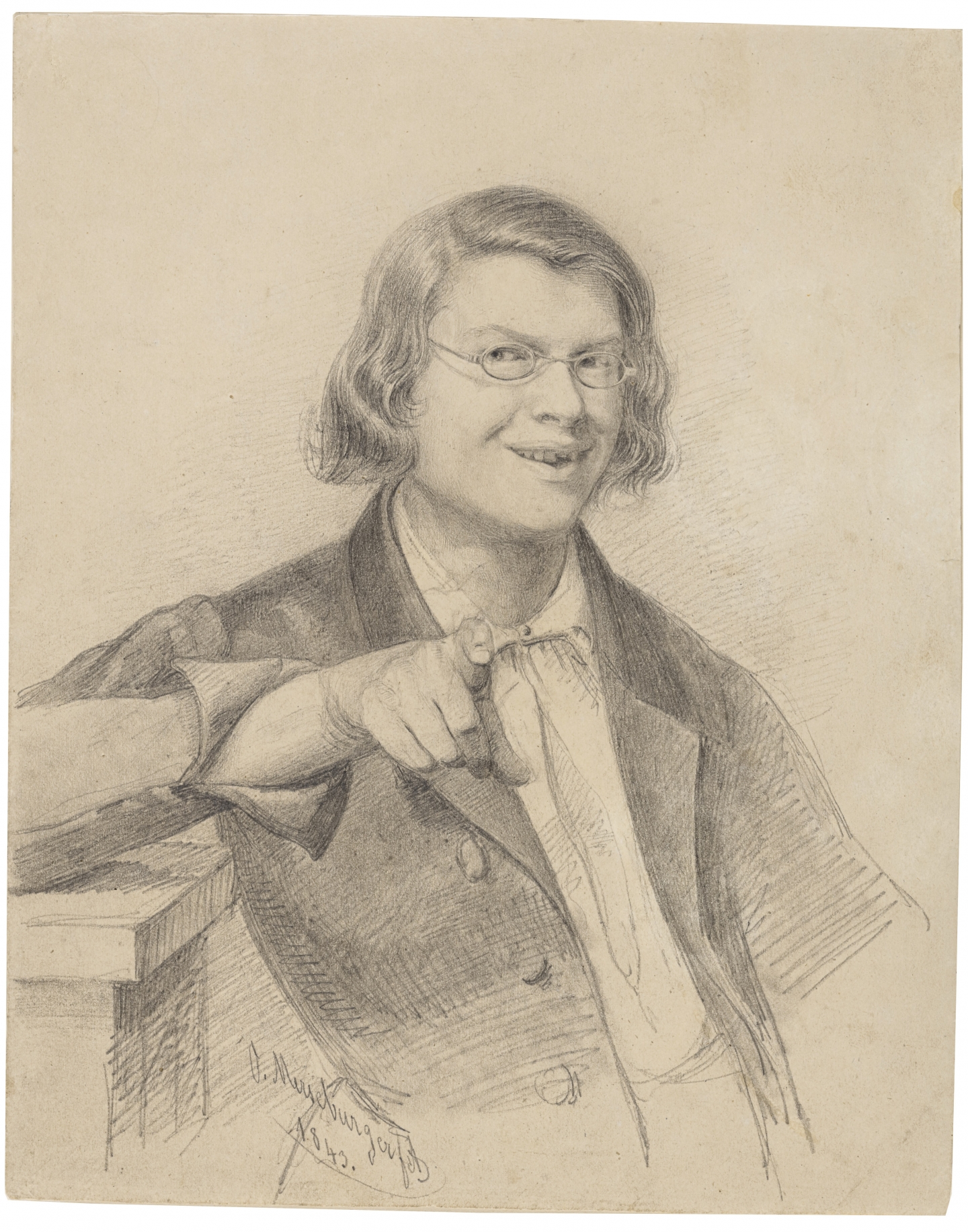 Otto Merseburger (Leipzig 1822-1898 Leipzig) Self-portrait with German Silver spectacles (1843)