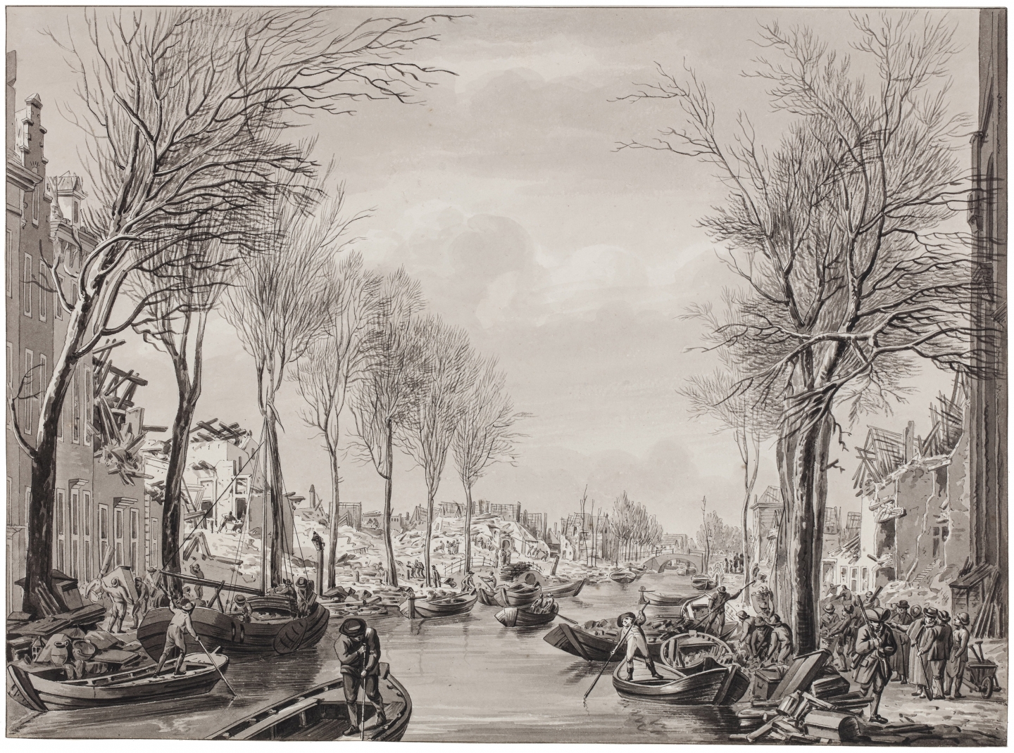Hermanus Numan (Ezinge 1744-1820 Amsterdam) The ruins at the Steenschuur, Leiden, after the gunpowder disaster of 12 January 1807