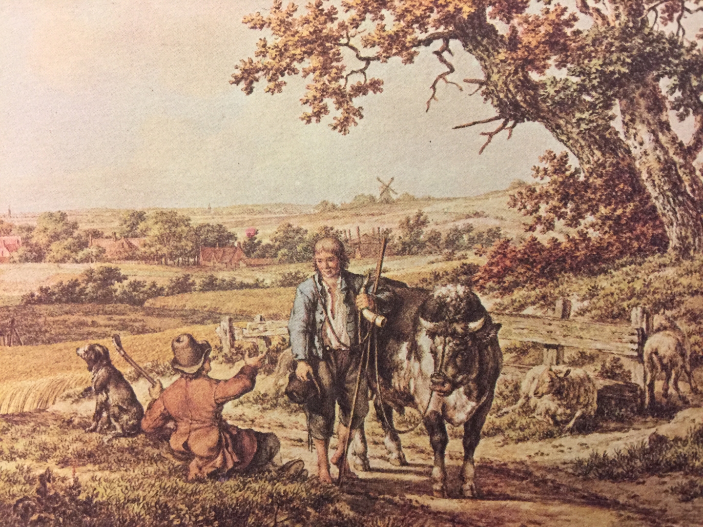 Jacob Cats (Altona 1741-1799 Amsterdam) Two shepherds with a flock of sheep and a bull