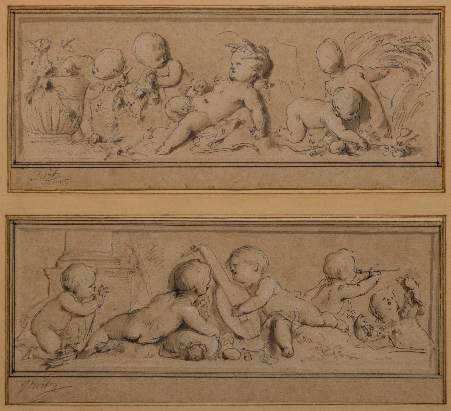 Jacob de Wit (Amsterdam, 1695-1754) Allegory of spring and summer and allegory of the five senses (Two designs for the countryhouse of Jan Hüdde Dedel (Amsterdam, 1702-The Hague, 1777), mayor of The Hague)