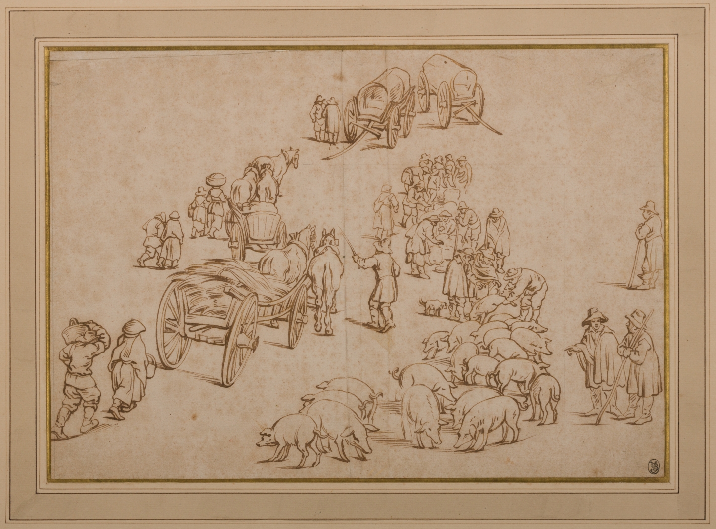 Jan Brueghel the Younger (Antwerp, 1601 - 1678) Studies of a pig market