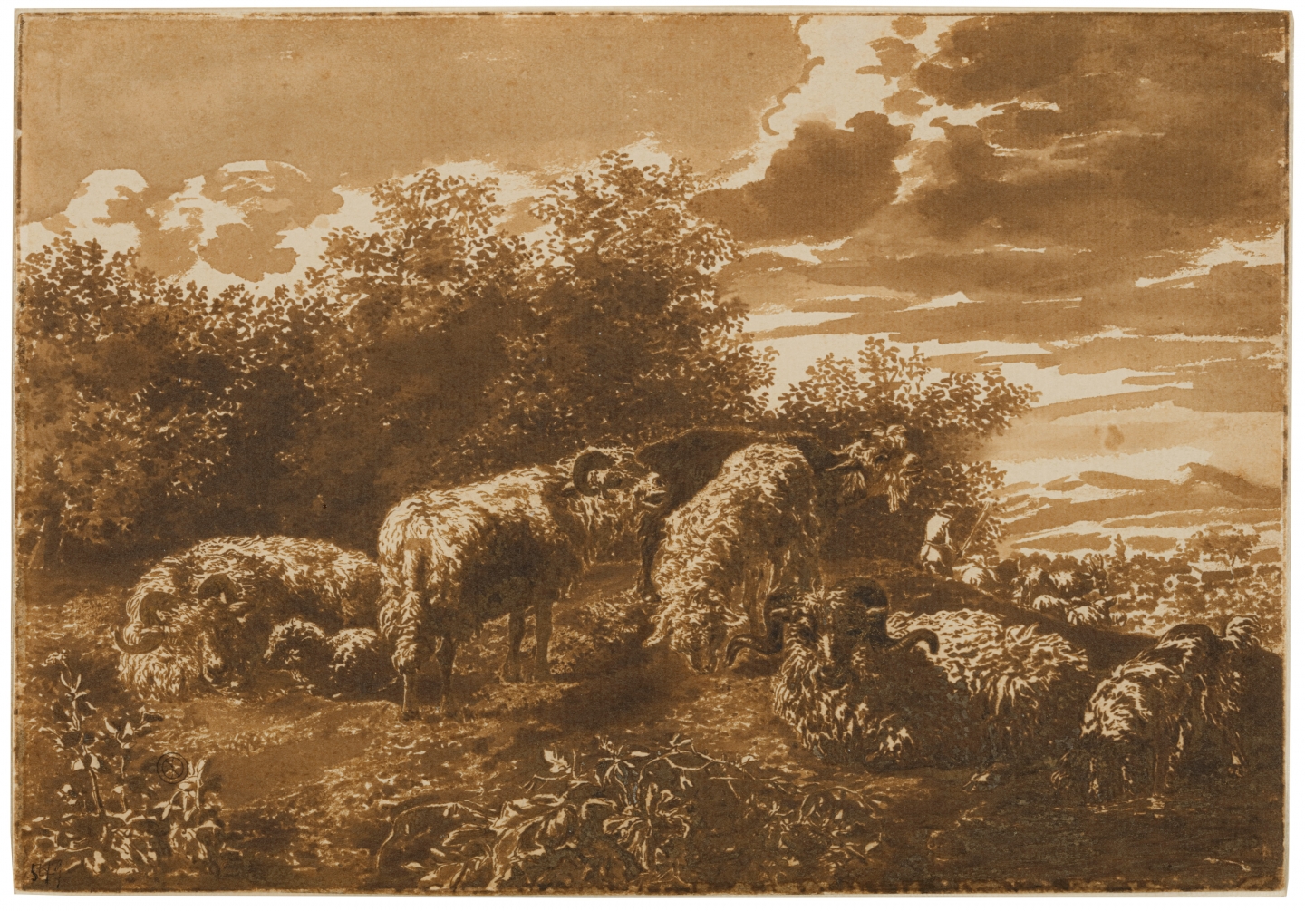 Jan de Bisschop (Amsterdam 1628-1671 The Hague) Sheep resting in a landscape