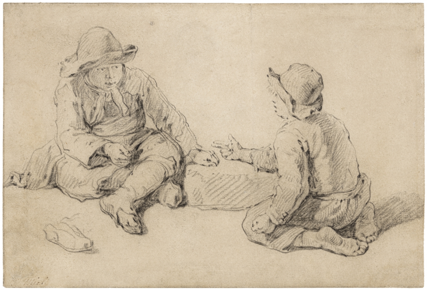 Jan Miel (Beveren 1599-1664 Turin) Two boys playing morra or micatio