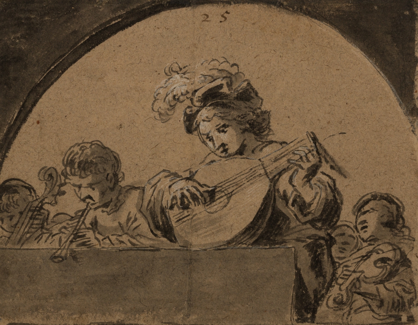 Leonaert Bramer (Delft 1596-1674 Delft) Commedia dell'arte actors, c. 1616-1627 (recto), Young musicians in a lodge (recto)