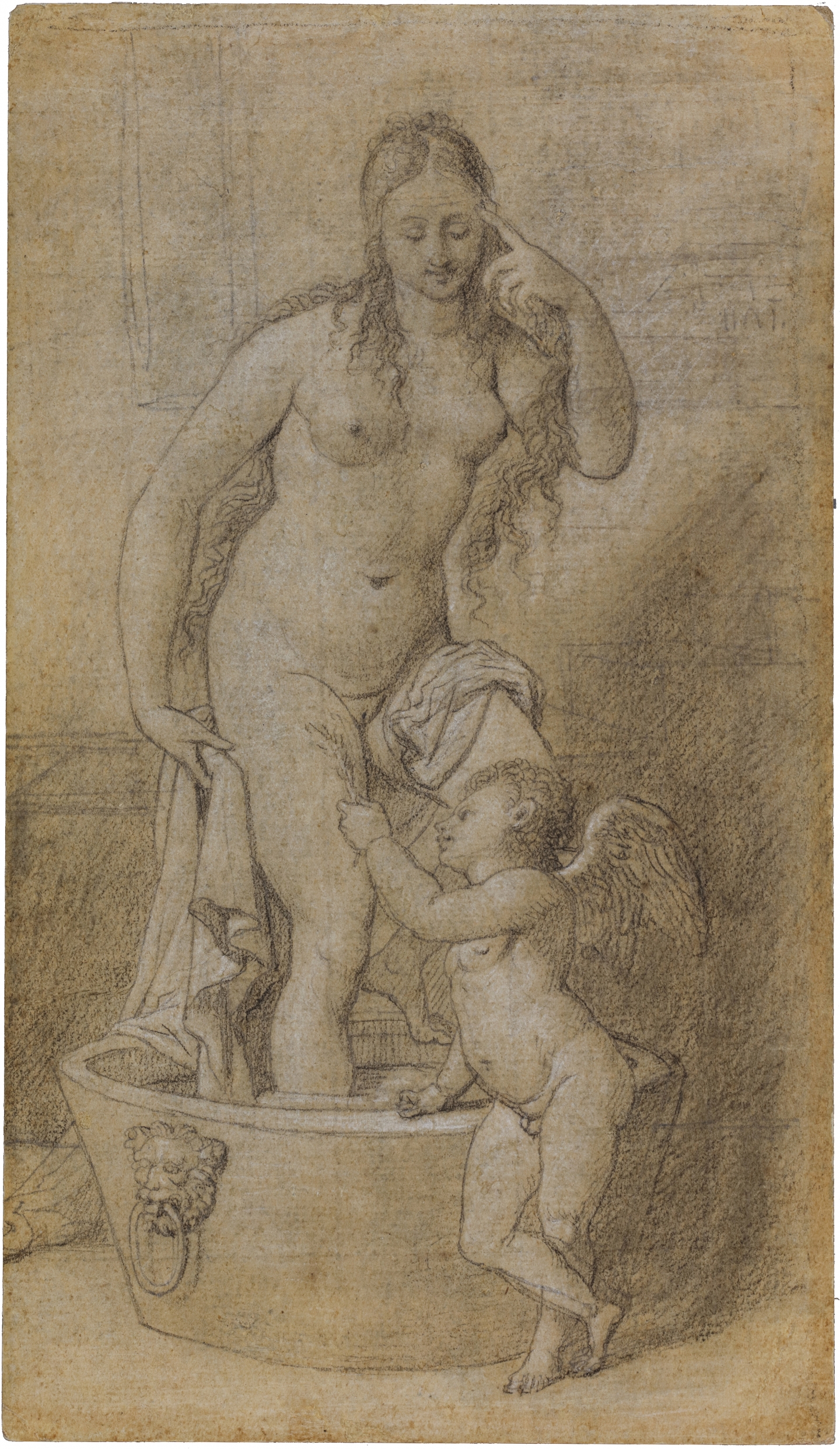 Pierre-Nolasque Bergeret (Bordeaux 1782-1863 Paris) The preparatory drawing to the litho Venus & Cupidon (1803)