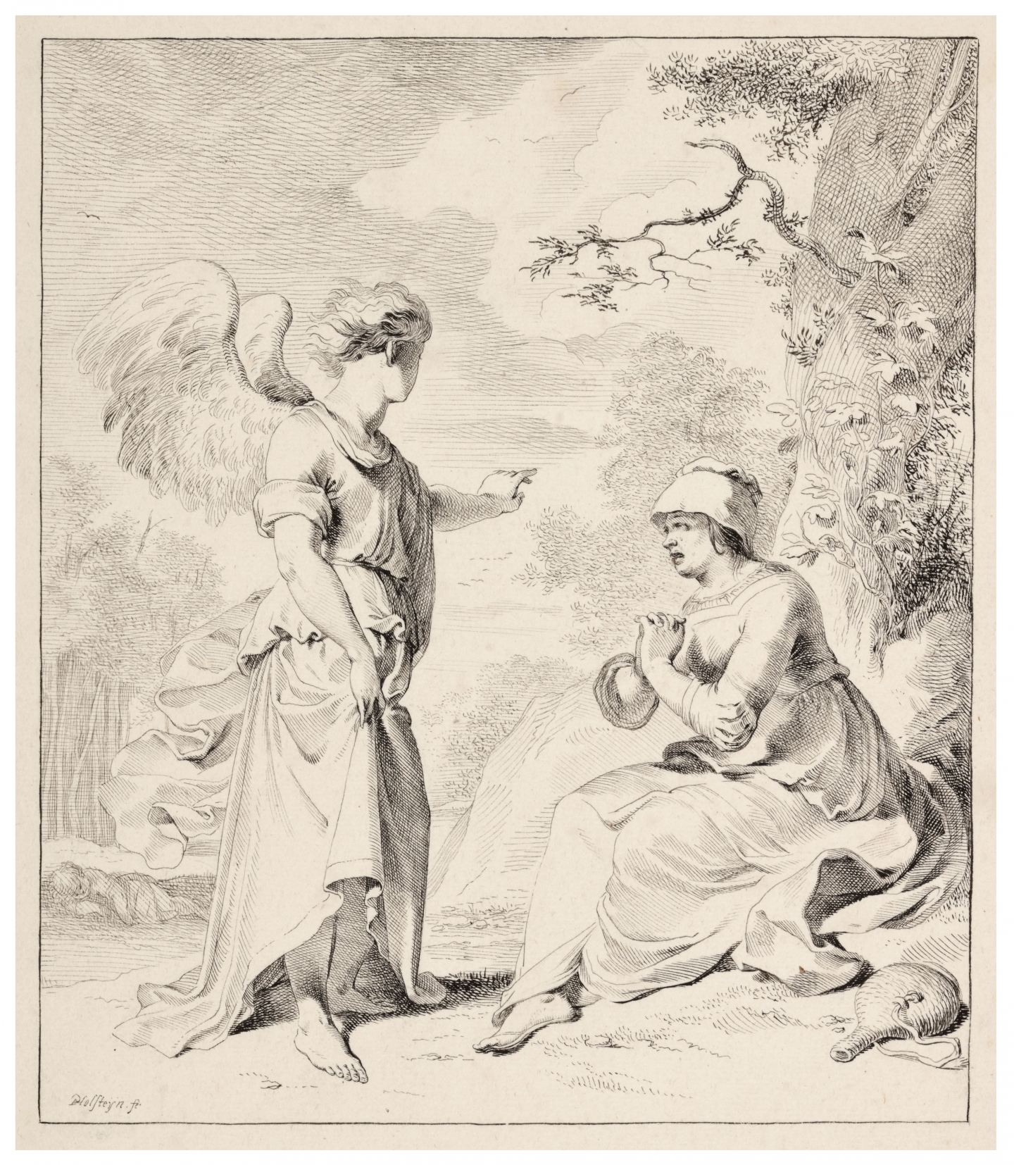 Pieter Holsteyn II  (Haarlem 1614 – 1673 Haarlem) Hagar and Ishmael rescued by the Angel (Genesis 21, 15-17)