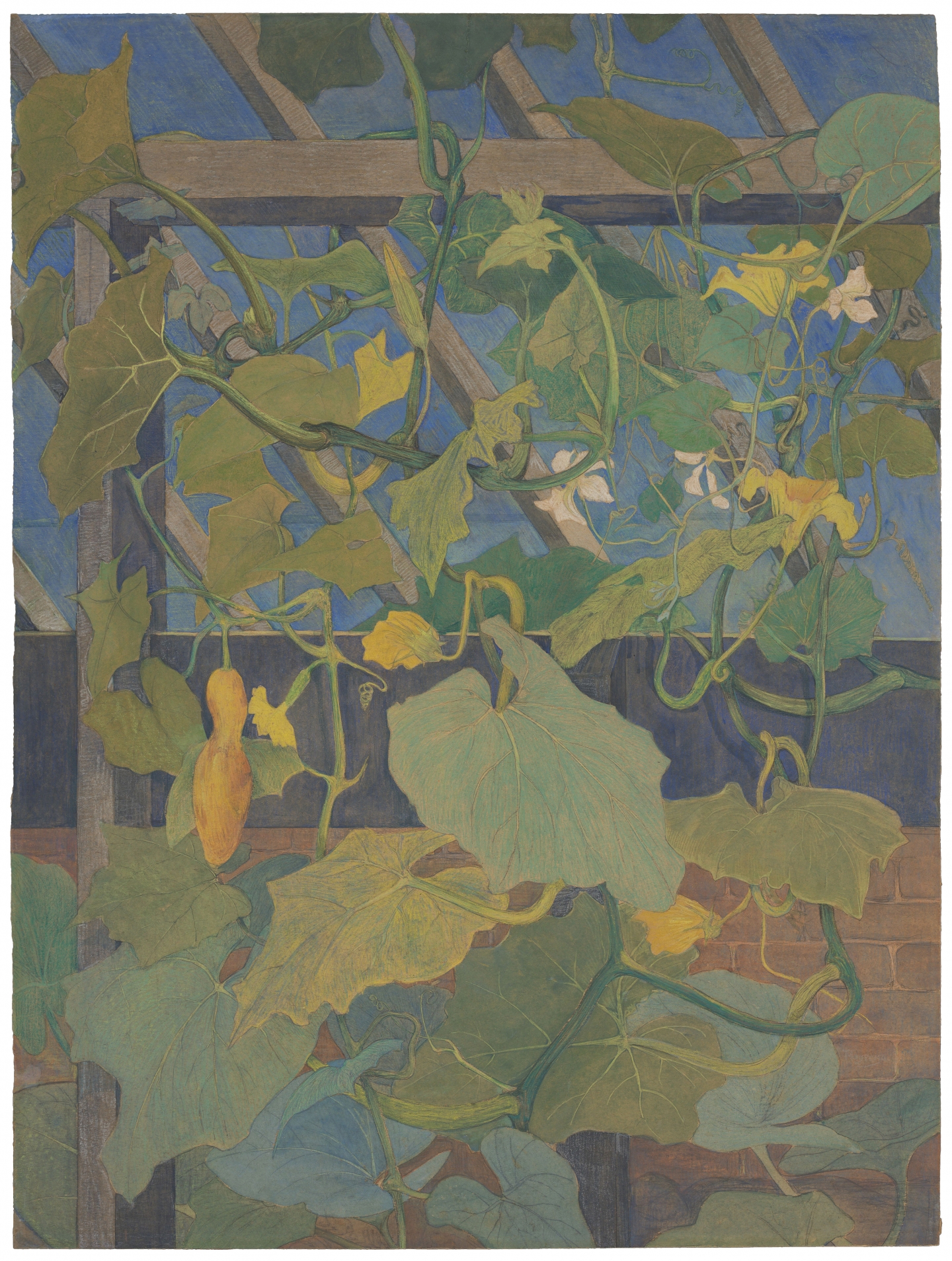 Theo van Hoytema (The Hague 1863-1917 The Hague) Greenhouse with ornamental gourds