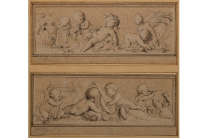 Jacob de Wit (Amsterdam, 1695-1754) Allegory of spring and summer and allegory of the five senses (Two designs for the countryhouse of Jan Hüdde Dedel (Amsterdam, 1702-The Hague, 1777), mayor of The Hague)