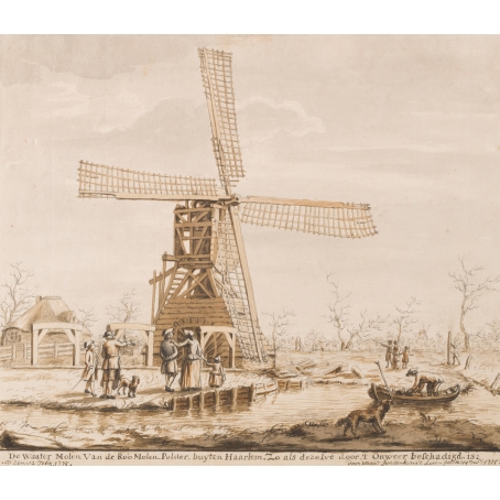 Warnaar Horstink (Harlem 1756-1815 Harlem) De waater molen van de Roo Molen Polder buyten Haarlem