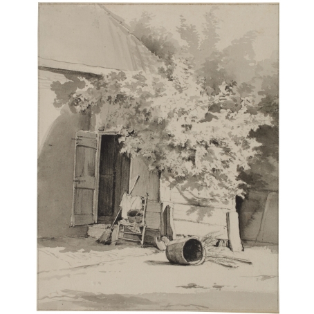 Abraham Johannes Ruytenschildt (Amsterdam 1778-1841 Amsterdam) Study of the entrance to a barn