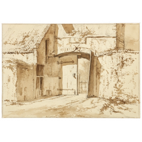 Albertus Brondgeest (Amsterdam 1786-1849 Amsterdam) The gate to a castle