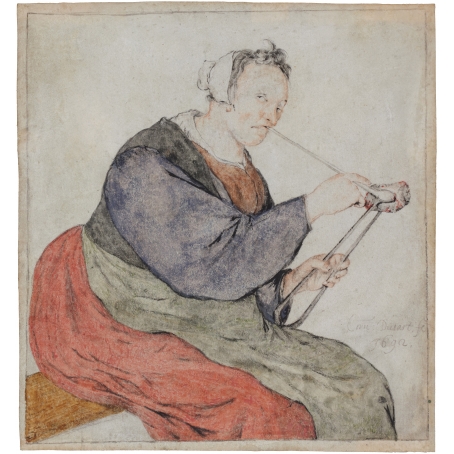 Cornelis Dusart (Haarlem 1660-1704 Haarlem) A smoking peasant woman (1692)