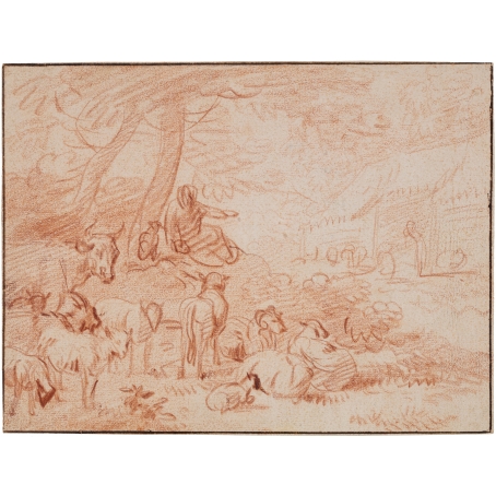 Dutch School, 17th century Sheperd with cattle and dog
