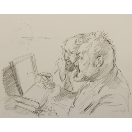 Emil Orlik (Prague 1870-1932 Berlin) Max Slevogt and his collector Dr. Josef Grünberg (1923)