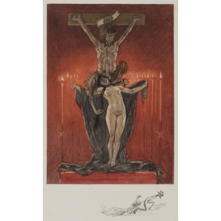 Félicien Rops (Namur 1833-1898 Essonnes) Le Calvaire (proof impression with remarque)