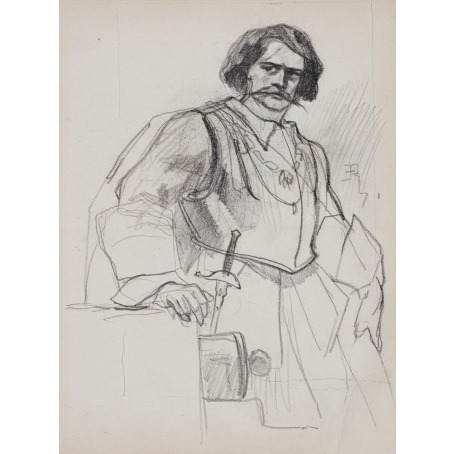 Félicien Rops (Namur 1833-1898 Essonnes) Self-portrait dressed as chevalier