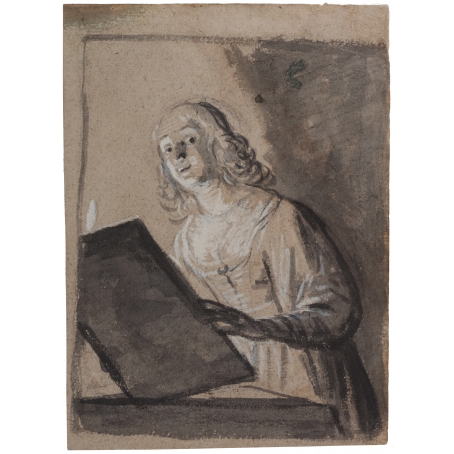 Gerard van Honthorst (Utrecht 1592-1656 Utrecht) A young woman holding a painting by candlelight