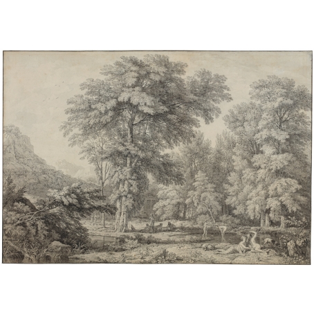 Isaac de Moucheron (Amsterdam 1667-1744 Amsterdam) An Arcadian Landscape with Bathers