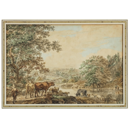 Jacob Cats (Altona 1741-1799 Amsterdam) Two shepherds with cattle