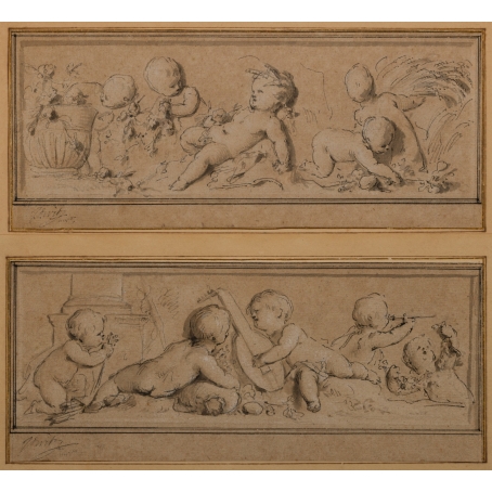 Jacob de Wit (Amsterdam, 1695-1754) Allegory of spring and summer and allegory of the five senses (Two designs for the countryhouse of Jan Hüdde Dedel (Amsterdam, 1702-The Hague, 1777), mayor of The Hague)