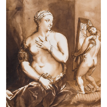 Jan de Bisschop (Amsterdam 1628-1671 The Hague) Venus and Cupid (after Titian)