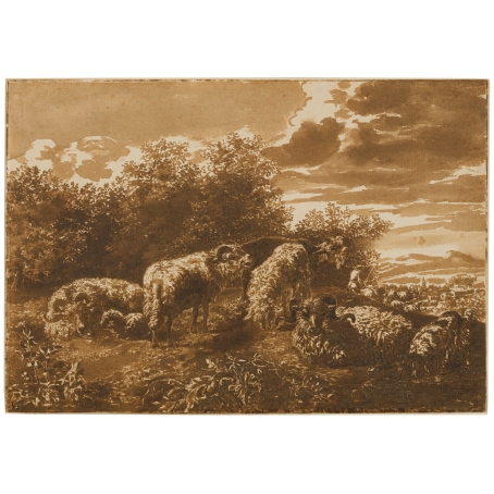 Jan de Bisschop (Amsterdam 1628-1671 The Hague) Sheep resting in a landscape