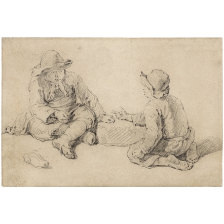 Jan Miel (Beveren 1599-1664 Turin) Two boys playing morra or micatio