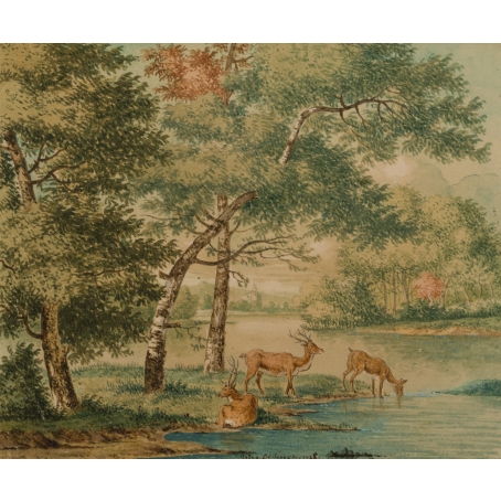 Josua de Grave (Amsterdam, 1643-The Hague, 1712) A forest with resting deer (1708)