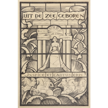 Willem van Konijnenburg (The Hague 1868-1943 The Hague) Uit de Zee Geboren (Titlepage, a stained-glass design for the Geuzenraam, Nieuwe Kerk, Delft)