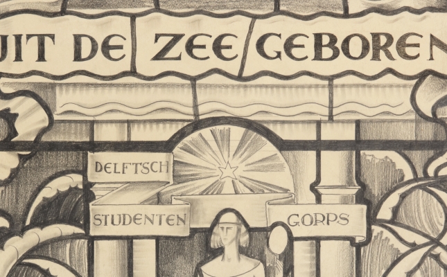 Uit de Zee Geboren (Titlepage, a stained-glass design for the Geuzenraam, Nieuwe Kerk, Delft)
